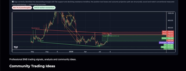 BNB is printing a textbook Descending Triangle on the 1D chart: a…
